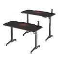 ULTRADESK Biurko dla gracza LEVEL RED, 140x66cm, 72-124cm, elektrycznie regulowana wysokość, z podkładką pod mysz XXL, uchwyt na s