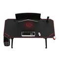 ULTRADESK Biurko dla gracza LEVEL RED, 140x66cm, 72-124cm, elektrycznie regulowana wysokość, z podkładką pod mysz XXL, uchwyt na s
