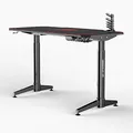 ULTRADESK Biurko dla gracza LEVEL RED, 140x66cm, 72-124cm, elektrycznie regulowana wysokość, z podkładką pod mysz XXL, uchwyt na s