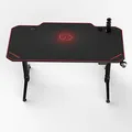 ULTRADESK Biurko dla gracza LEVEL RED, 140x66cm, 72-124cm, elektrycznie regulowana wysokość, z podkładką pod mysz XXL, uchwyt na s