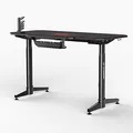 ULTRADESK Biurko dla gracza LEVEL RED, 140x66cm, 72-124cm, elektrycznie regulowana wysokość, z podkładką pod mysz XXL, uchwyt na s