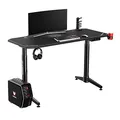 ULTRADESK Biurko dla gracza LEVEL WHITE, 140x66cm, 72-124cm, elektycznie regulowany, z podkładką pod mysz XXL, uchwyt na słuchawki