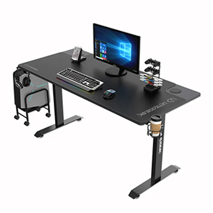 Główne zdjęcie produktu ULTRADESK Herní stůl MOMENTUM - Black, 152,5x70 cm, 75,5 cm, s XL podložkou pod myš, držá