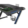 ULTRADESK Biurko dla gracza SPACE V2, 113x61.5cm, 77.5cm, podświetlane, z podkładką XL, uchwyt do słuchawek, na napój