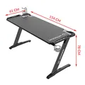 ULTRADESK Biurko dla gracza SPACE XXL BLACK, 154x61 cm, 78 cm, Podświetlenie RGB z panelem dotykowym, z podkładką pod mysz na cały