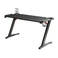 ULTRADESK Biurko dla gracza SPACE XXL BLACK, 154x61 cm, 78 cm, Podświetlenie RGB z panelem dotykowym, z podkładką pod mysz na cały