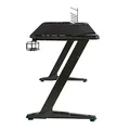 ULTRADESK Biurko dla gracza SPACE XXL BLACK, 154x61 cm, 78 cm, Podświetlenie RGB z panelem dotykowym, z podkładką pod mysz na cały