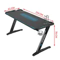 ULTRADESK Biurko dla gracza SPACE XXL BLUE, 154x61 cm, 78 cm, Podświetlenie RGB z panelem dotykowym, z podkładką pod mysz na całym
