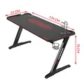 ULTRADESK Biurko dla gracza SPACE XXL RED, 154x61 cm, 78 cm, Podświetlenie RGB z panelem dotykowym, z podkładką pod mysz na całym 