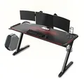 ULTRADESK Biurko dla gracza SPACE XXL RED, 154x61 cm, 78 cm, Podświetlenie RGB z panelem dotykowym, z podkładką pod mysz na całym 