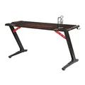 ULTRADESK Biurko dla gracza SPACE XXL RED, 154x61 cm, 78 cm, Podświetlenie RGB z panelem dotykowym, z podkładką pod mysz na całym 