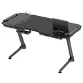 ULTRADESK Stół gamingowy SPACE XXL V2 BLACK, 144x70 cm, 75 cm, podświetlenie LED RGB z panelem dotykowym