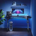 ULTRADESK Stół gamingowy SPACE XXL V2 BLACK, 144x70 cm, 75 cm, podświetlenie LED RGB z panelem dotykowym