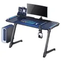 ULTRADESK Stół gamingowy SPACE XXL V2 BLACK, 144x70 cm, 75 cm, podświetlenie LED RGB z panelem dotykowym