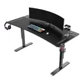ULTRADESK Biurko dla gracza Ultradesk CRUISER BLACK, 160x70 cm, 66-82 cm, uchwyt na słuchawki, 3 otwory na kable, regulacja wysoko