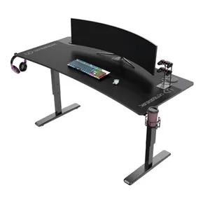 ULTRADESK Biurko dla gracza Ultradesk CRUISER BLACK, 160x70 cm, 66-82 cm, uchwyt na słuchawki, 3 otwory na kable, regulacja wysoko