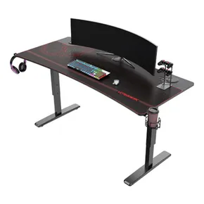 ULTRADESK Biurko dla gracza Ultradesk CRUISER RED, 160x70 cm, 66-82 cm, uchwyt na słuchawki, 3 otwory na kable, regulacja wysokośc