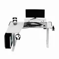 Następne zdjęcie produktu ULTRADESK Stół gamingowy WINGER - biały, 111x155x60 cm, 75-122 cm, elektrycznie regulowana wysokość