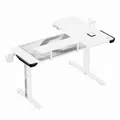 Następne zdjęcie produktu ULTRADESK Stół gamingowy WINGER - biały, 111x155x60 cm, 75-122 cm, elektrycznie regulowana wysokość