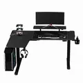 Następne zdjęcie produktu ULTRADESK Stół gamingowy WINGER - czarny, 111x155x60 cm, 75-122 cm, elektrycznie regulowana wysokość