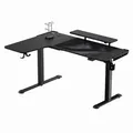 Następne zdjęcie produktu ULTRADESK Stół gamingowy WINGER - czarny, 111x155x60 cm, 75-122 cm, elektrycznie regulowana wysokość