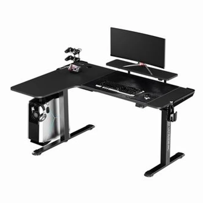 Główne zdjęcie produktu ULTRADESK Herní stůl WINGER - černý, 111x155x60 cm, 75-122 cm, elektricky nastavitelná vý