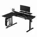 ULTRADESK Herní stůl WINGER - černý, 111x155x60 cm, 75-122 cm, elektricky nastavitelná vý