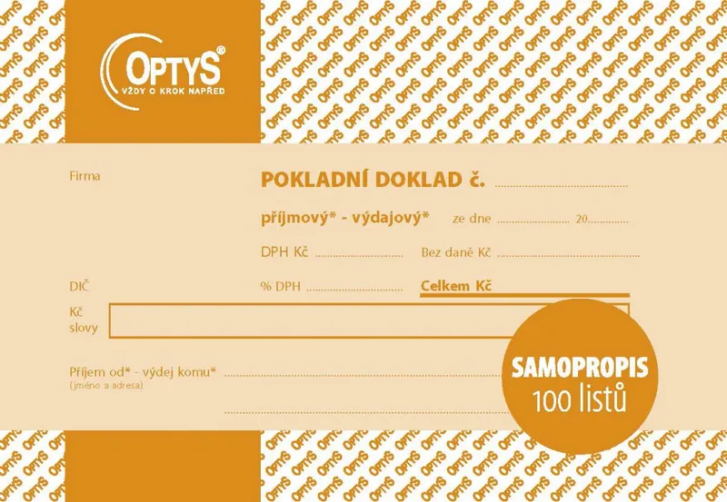 Główne zdjęcie produktu Univerzální pokladní doklad A6, samopropisovací, 100 listů 1093