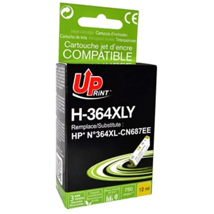 Główne zdjęcie produktu UPrint kompatibilní ink s CB325EE, CN687EE, HP 364XL, yellow, 12ml, H-364XLY, s čipem, pr