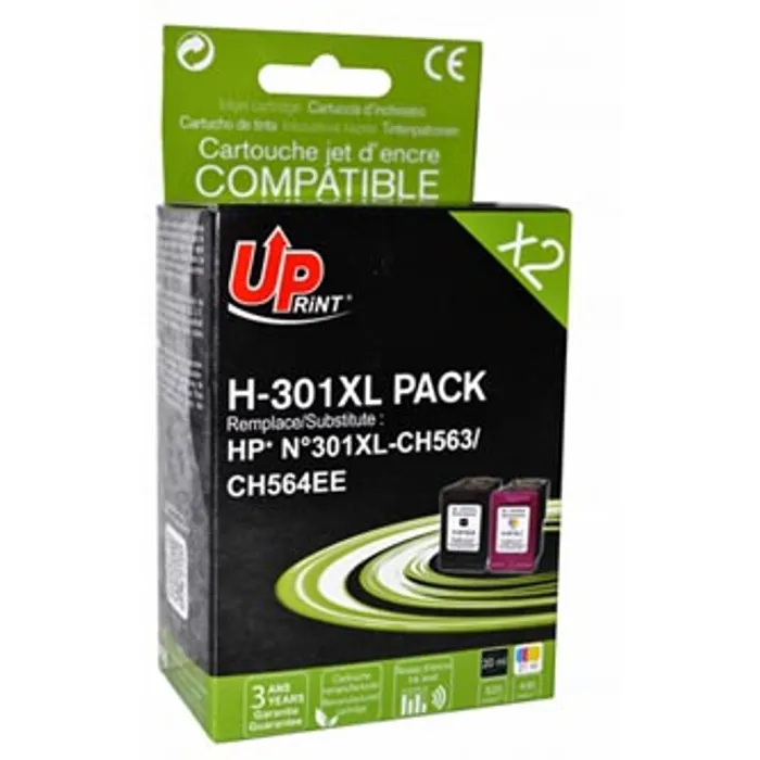 Główne zdjęcie produktu UPrint kompatibilní ink s CH563EE+CH564EE, HP 301XL, black+color, 20+21ml, H-301XL-PACK,