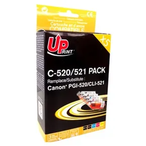 UPrint kompatybilny ink / tusz z CLI521, 2xblack/1xcyan/1xmagenta/1xyellow, C-520/521 PACK, z chipem, dla Canon iP3600, iP4600, MP