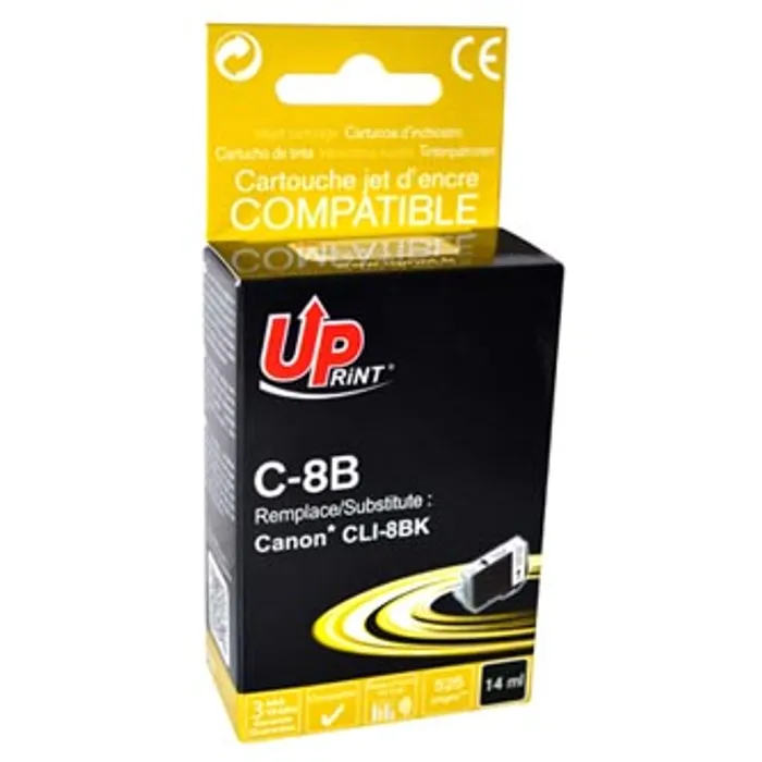 Główne zdjęcie produktu UPrint kompatibilní ink s CLI8BK, black, 14ml, C-8B, s čipem, pro Canon iP4200, iP5200, i
