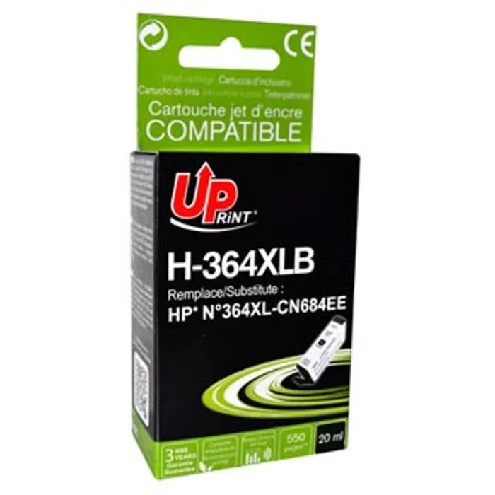 Główne zdjęcie produktu UPrint kompatibilní ink s CN684EE, HP 364XL, black, 20ml, H-364XLB, s čipem, pro HP Photo