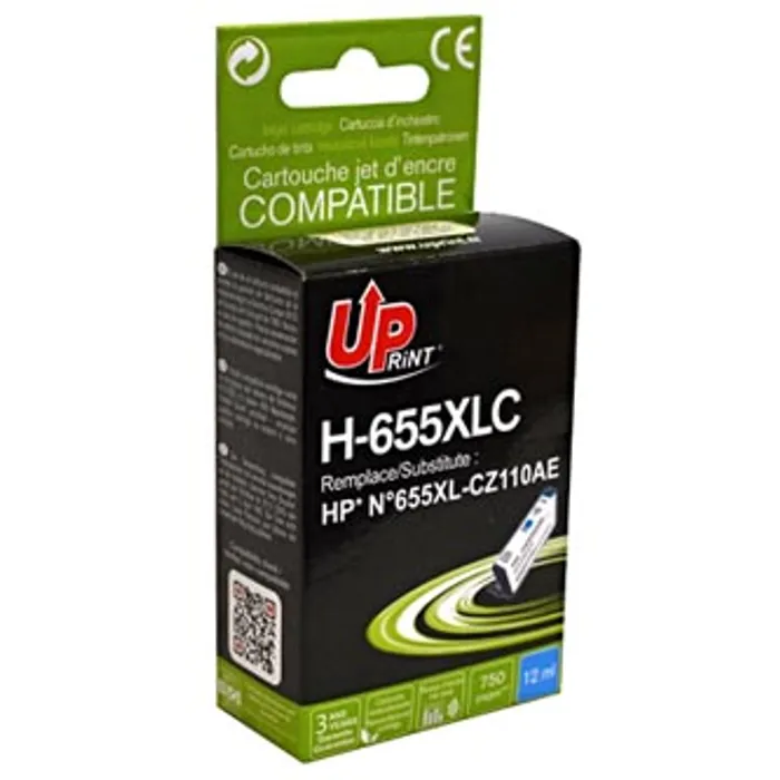 Główne zdjęcie produktu UPrint kompatibilní ink s CZ110AE, HP 655, cyan, 750str., 12ml, H-655XLC, pro HP Deskjet
