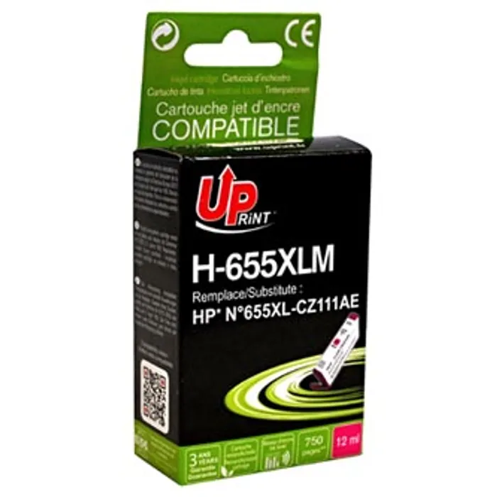 Główne zdjęcie produktu UPrint kompatibilní ink s CZ111AE, HP 655, magenta, 750str., 12ml, H-655XLM, pro HP Deskj