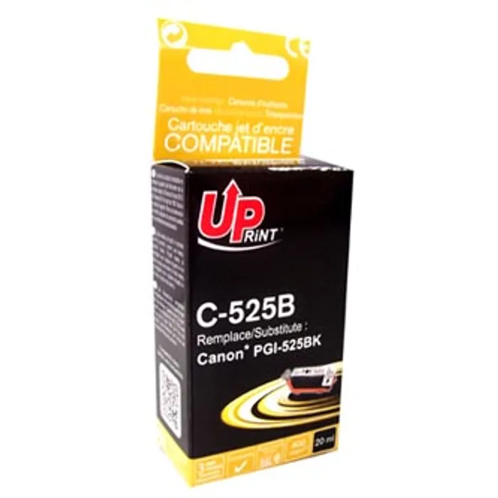 Główne zdjęcie produktu UPrint kompatibilní ink s PGI525PGBK, black, 20ml, C-525B, s čipem, pro Canon Pixma MG51