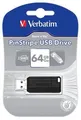 Pendrive PinStripe, czarny, 64GB, USB 2.0, 10/4MB/sec, VERBATIM