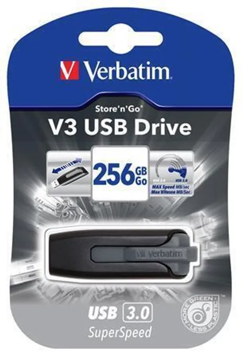 Główne zdjęcie produktu USB flash disk "V3", černá-stříbrná, 256GB, USB 3.0, 80/25 MB/sec, VERBATIM