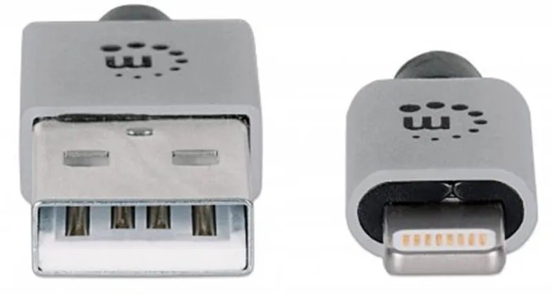 Główne zdjęcie produktu USB kabel "iLynk", lightning, 1 m, metalická stříbrná, MANHATTAN