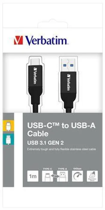 Główne zdjęcie produktu USB kabel, stříbrná, 1 m, USB-C 3.1 - USB-A, VERBATIM
