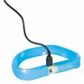 Następne zdjęcie produktu Obroża świetlna USB PŁASKA, niebieska M-L: 50 cm/30 mm