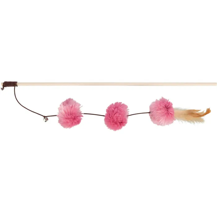 Główne zdjęcie produktu Vábnička/prut s pompon míčky a peřím, 40cm