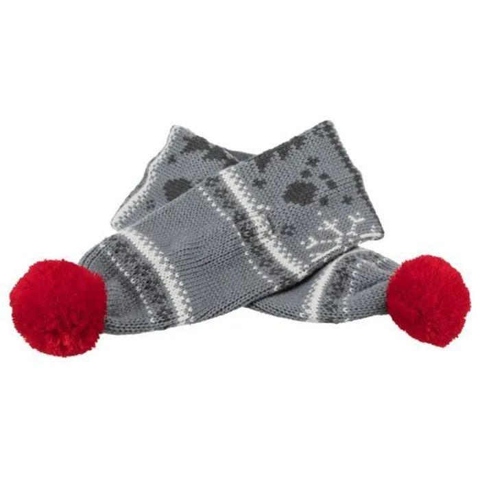 Główne zdjęcie produktu Vánoční šál s bambulkou, M: 70 cm, šedobílá/červená