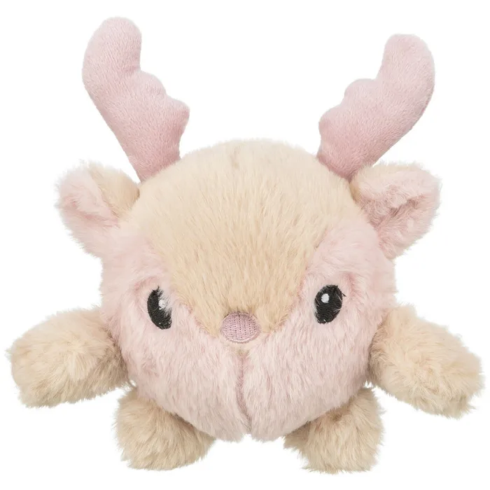 Główne zdjęcie produktu Vánoční sobík-kulička, 18 cm, se zvukem, plyš, krémová