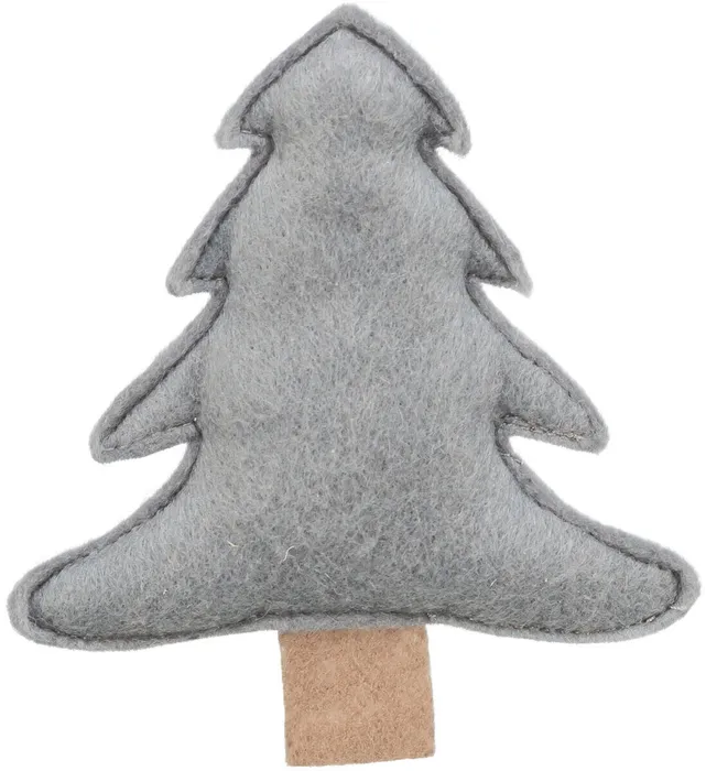 Główne zdjęcie produktu Vánoční stromek s catnipem, 10.5 cm, filc, šedá