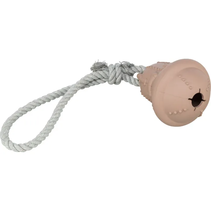 Główne zdjęcie produktu Vánoční zvonek na pamlsky, na laně, o 12/36 cm, tvrdá guma/bavlna, starorůžová