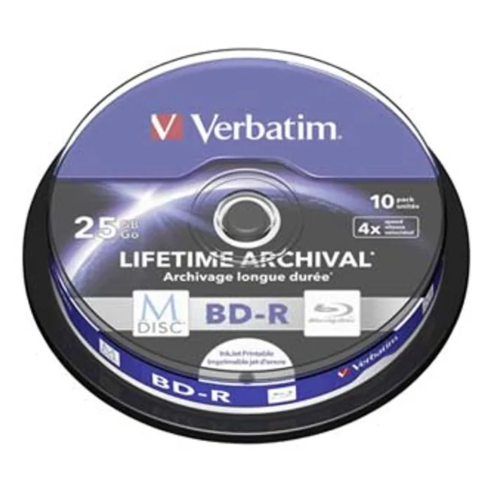 Główne zdjęcie produktu Verbatim BD-R, 25GB, cake box, 43825, 4X, 10-pack, pro archivaci dat