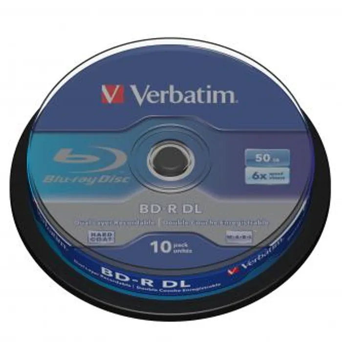 Główne zdjęcie produktu Verbatim BD-R, Dual Layer 50GB, cake box, 43746, 6x, 10-pack, pro archivaci dat
