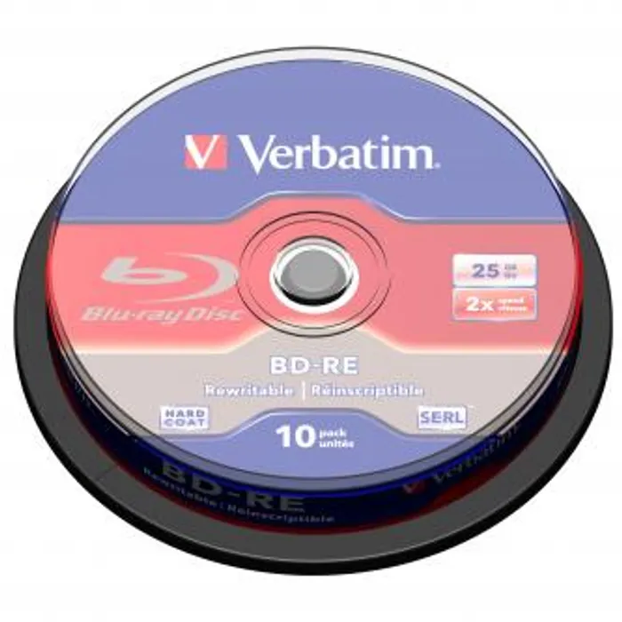 Główne zdjęcie produktu Verbatim BD-RE, Single Layer ScratchGuard Plus, 25GB, cake box, 43694, 2x, 10-pack, pro a