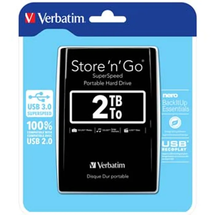 Główne zdjęcie produktu Verbatim externí pevný disk, Store N Go, 2.5", USB 3.0 (3.2 Gen 1), 2TB, 53177, čern